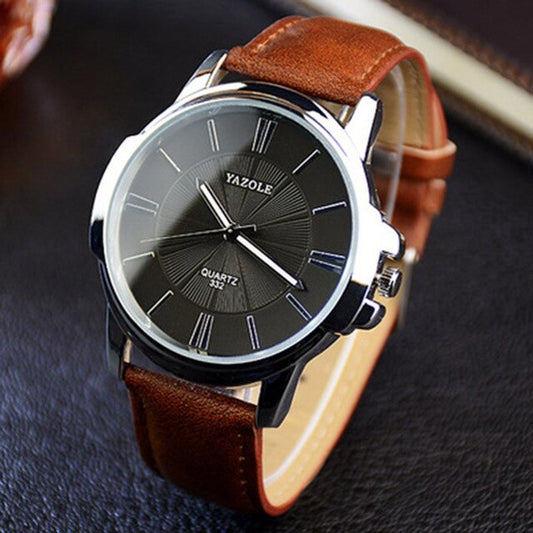 Elegant YAZOLE Mens Watches Top Brand Luxury Blue Glass Watch Men Watch Waterproof Leather Roman Men'S Watch Male Clock Relojes
